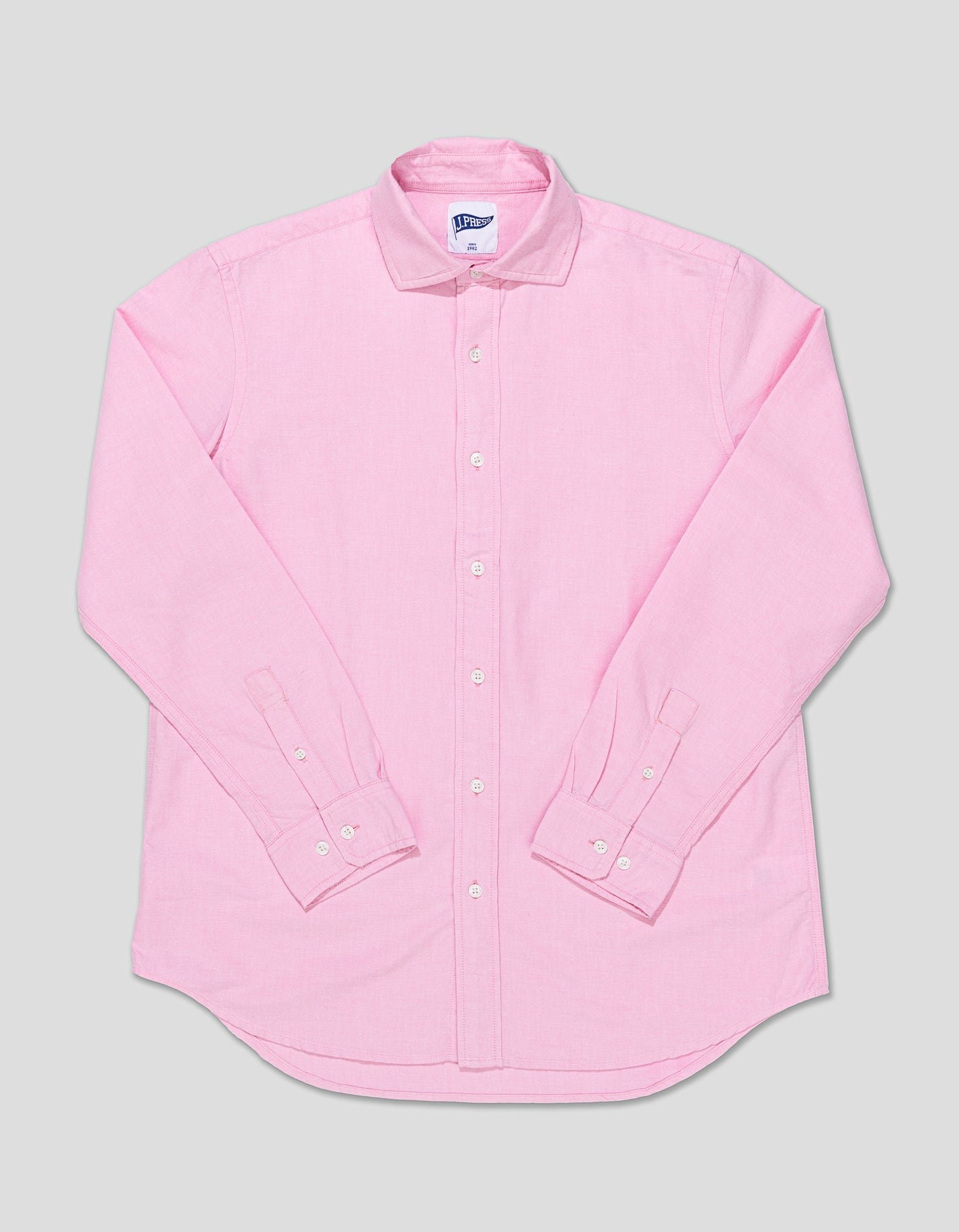 SPREAD COLLAR TRIM FIT OXFORD SHIRT - PINK