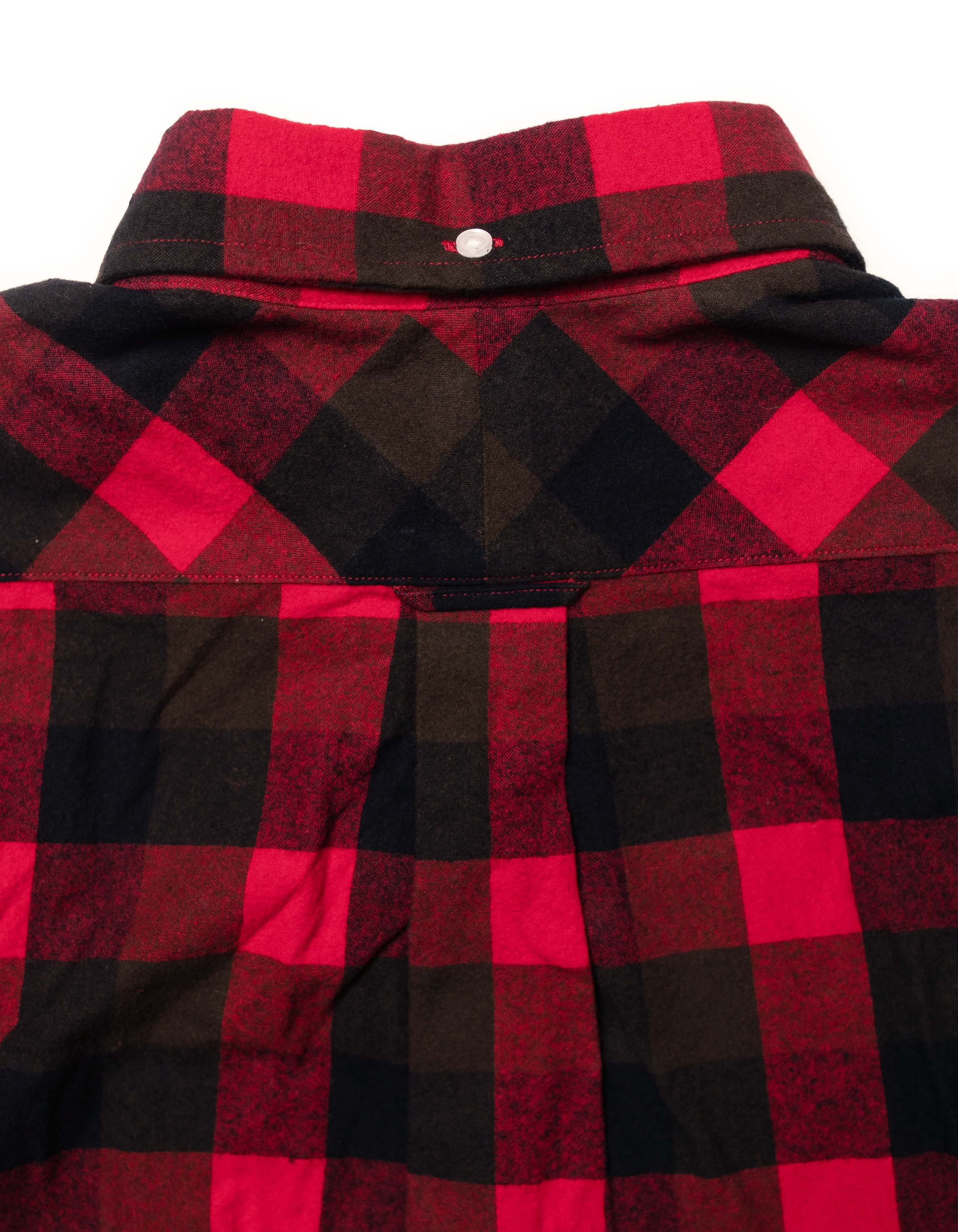 Red Plaid Cotton Flannel Sport Shirt - Trim Fit