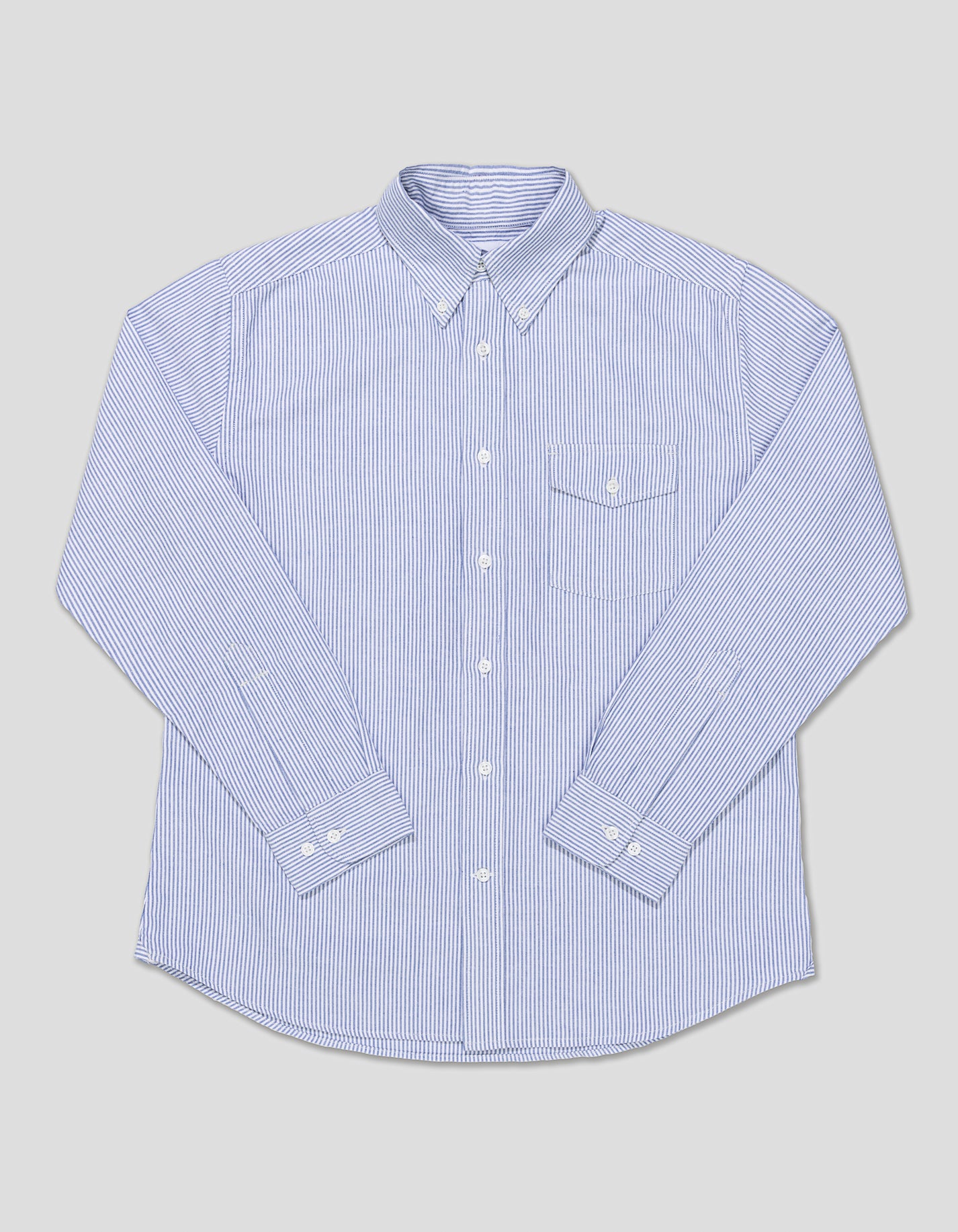 TRIM FIT BUTTON DOWN OXFORD SHIRT - BLUE STRIPE