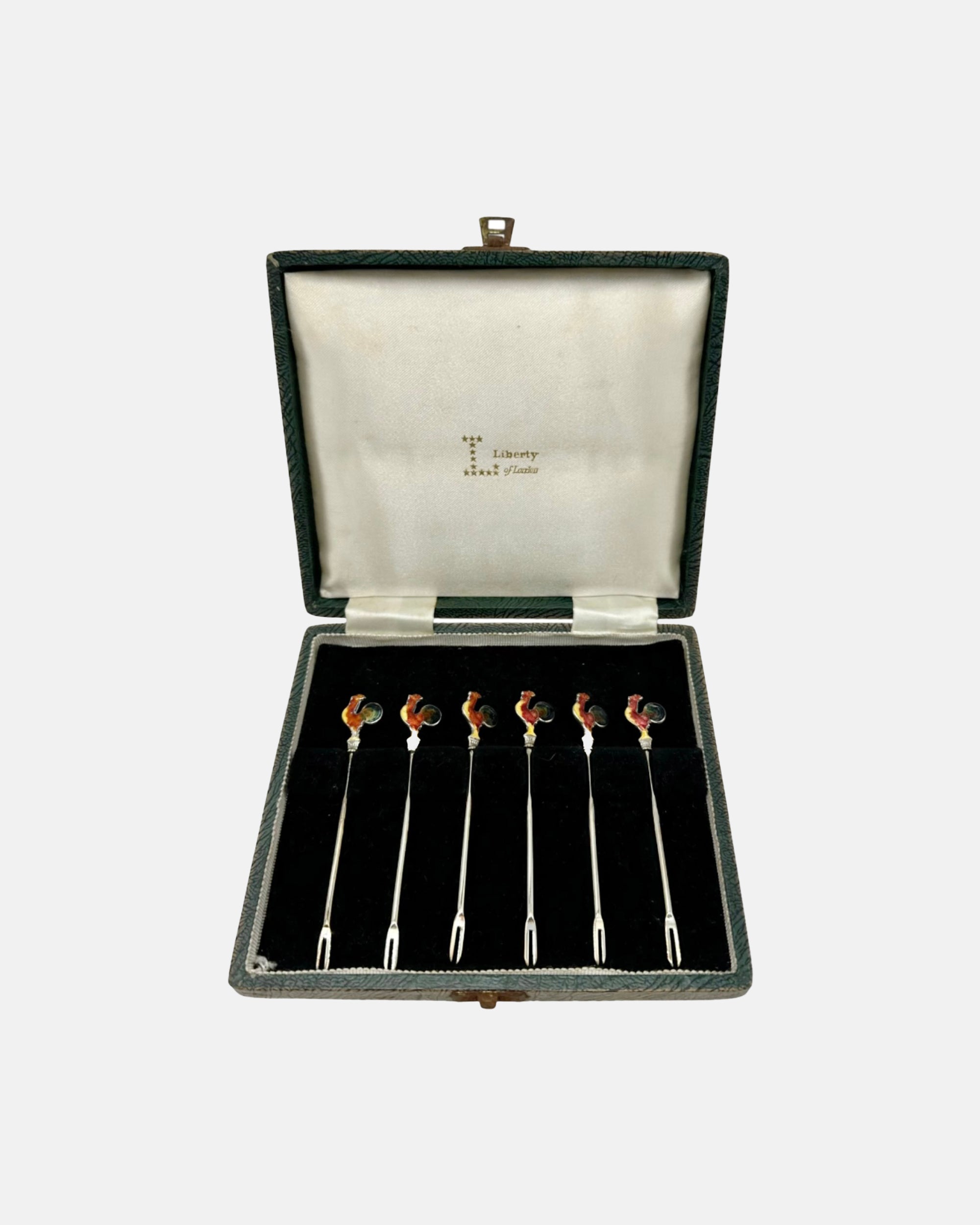 Vintage PH Vogel Set of 6 Sterling Silver Rooster Cocktail Garnish Picks