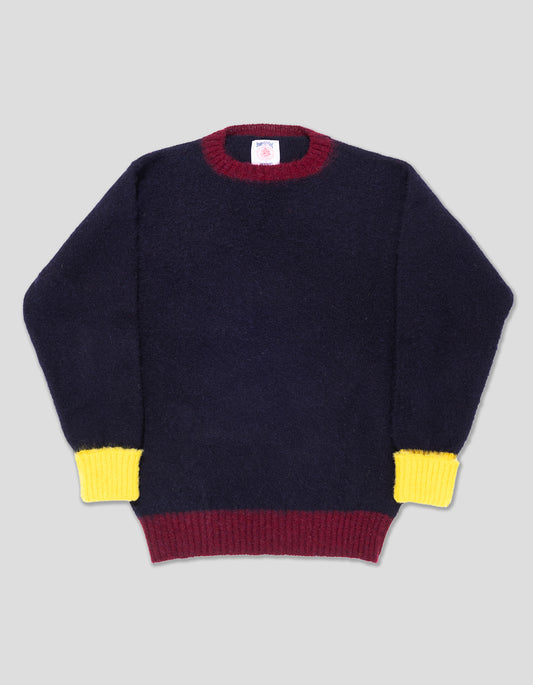 J.PRESS X SEBAGO COLORBLOCK SHAGGY DOG SWEATER - NAVY