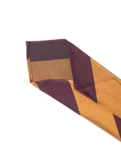 GUARD STRIPE UNLINED TIE  - BURGUNDY/GOLD