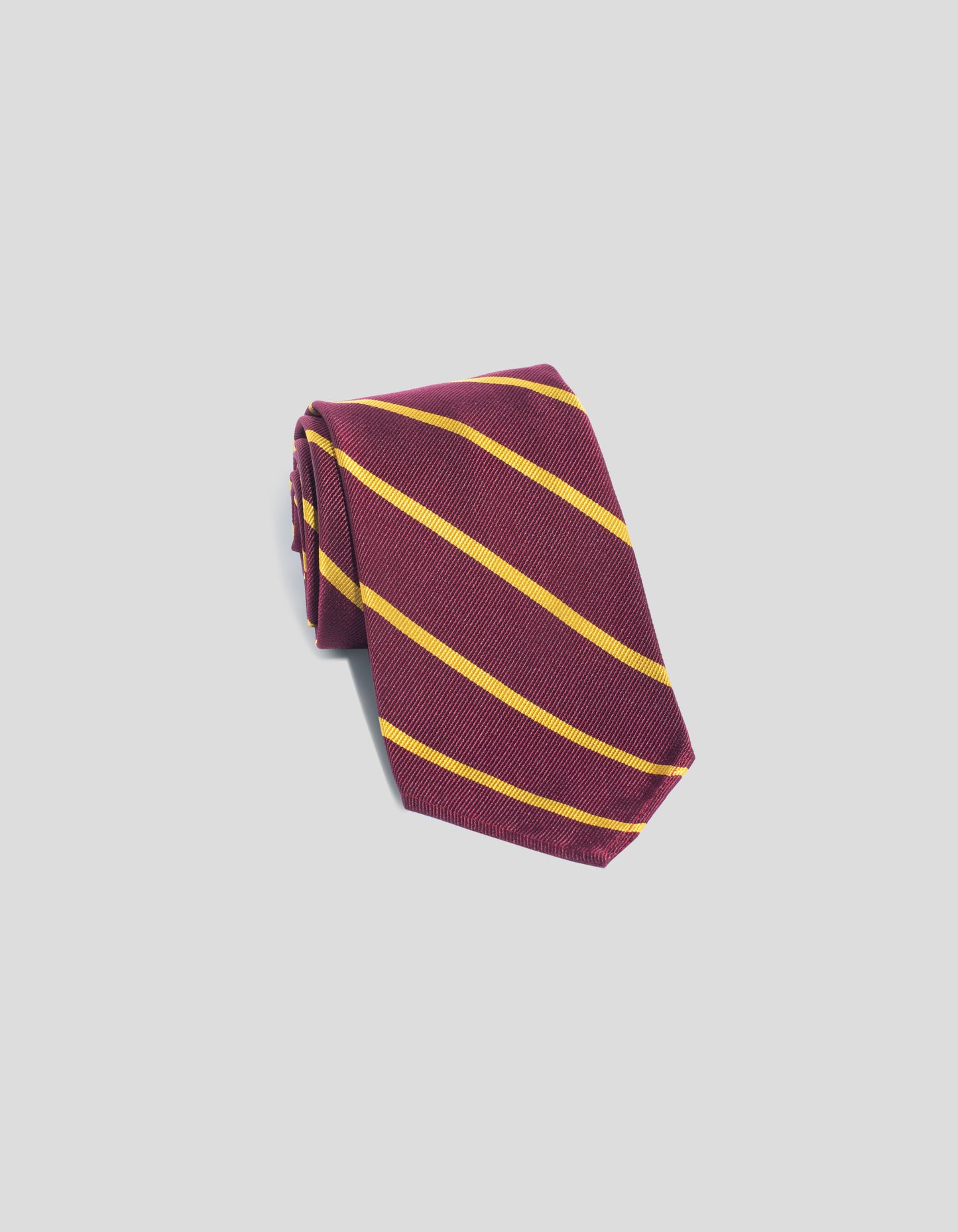 SINGLE BAR STRIPE UNLINED TIE  - BURGUNDY/GOLD