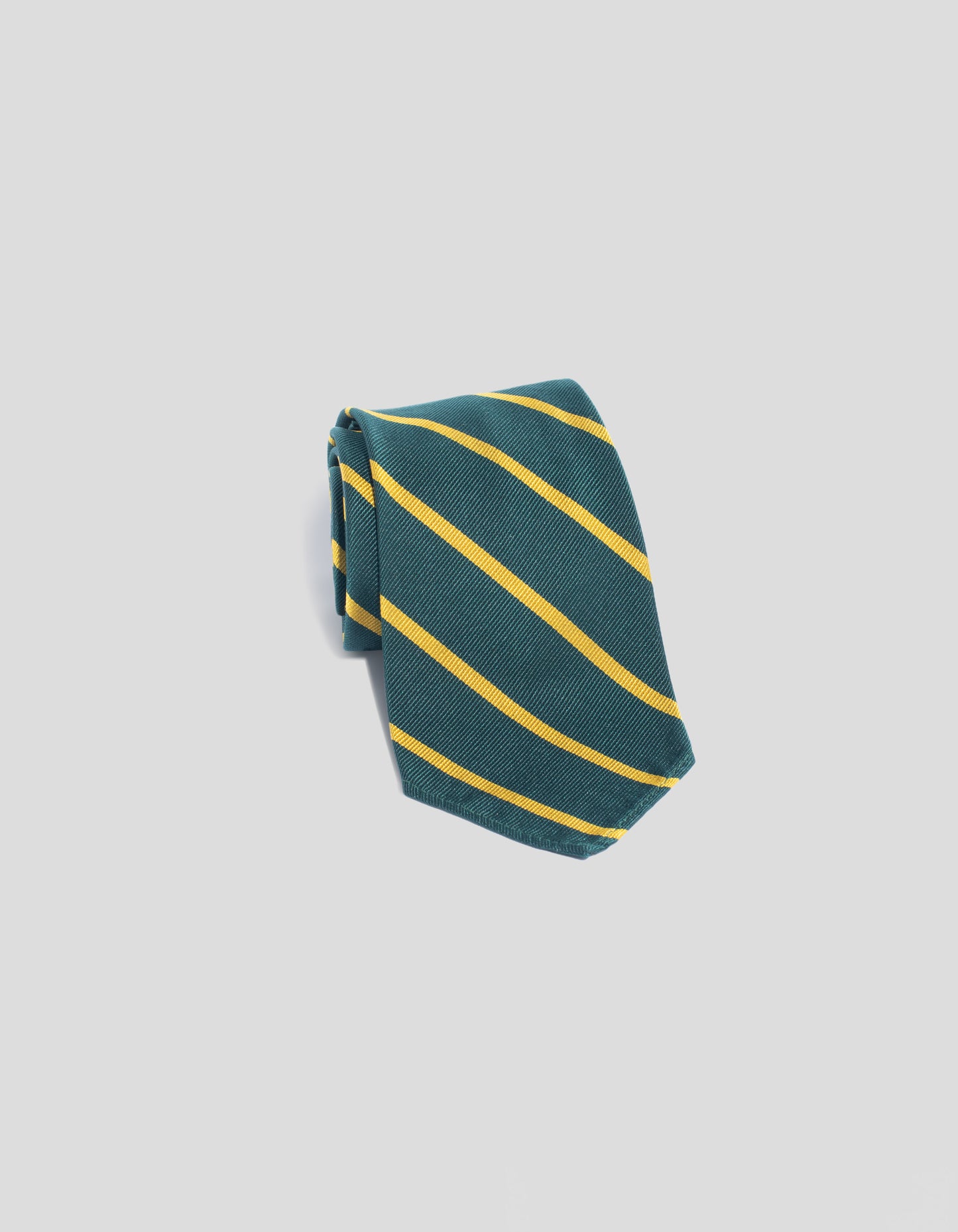 SINGLE BAR STRIPE UNLINED TIE  - GREEN/GOLD