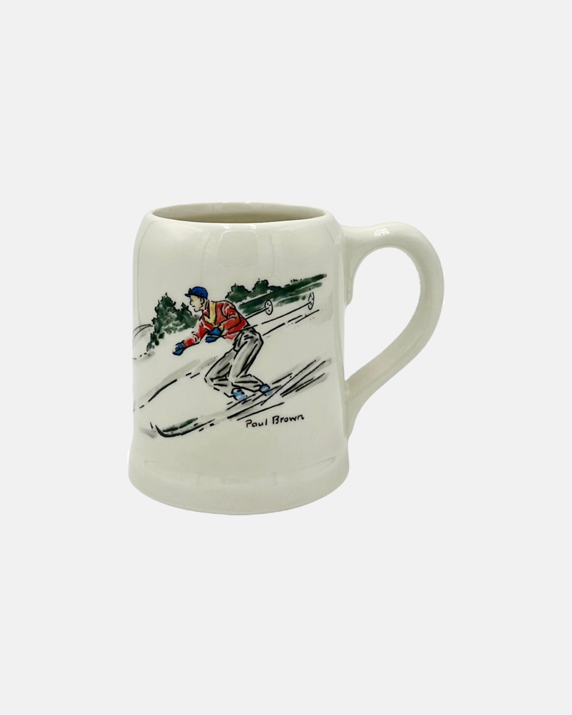 Vintage Alpine Skier Ceramic Mug by Paul Brown