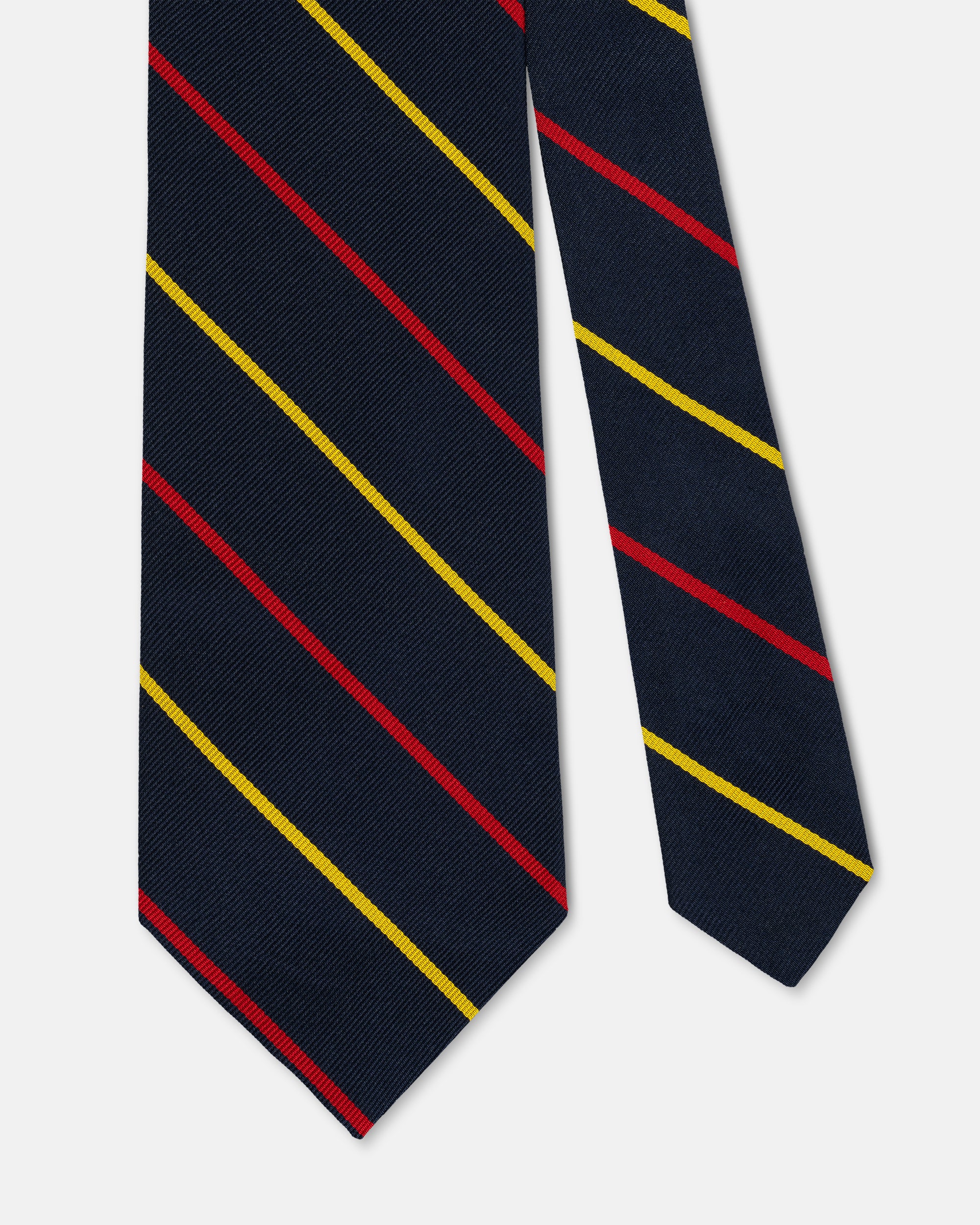 Made-in-USA Navy, Red, & Yellow Stripe Repp Tie