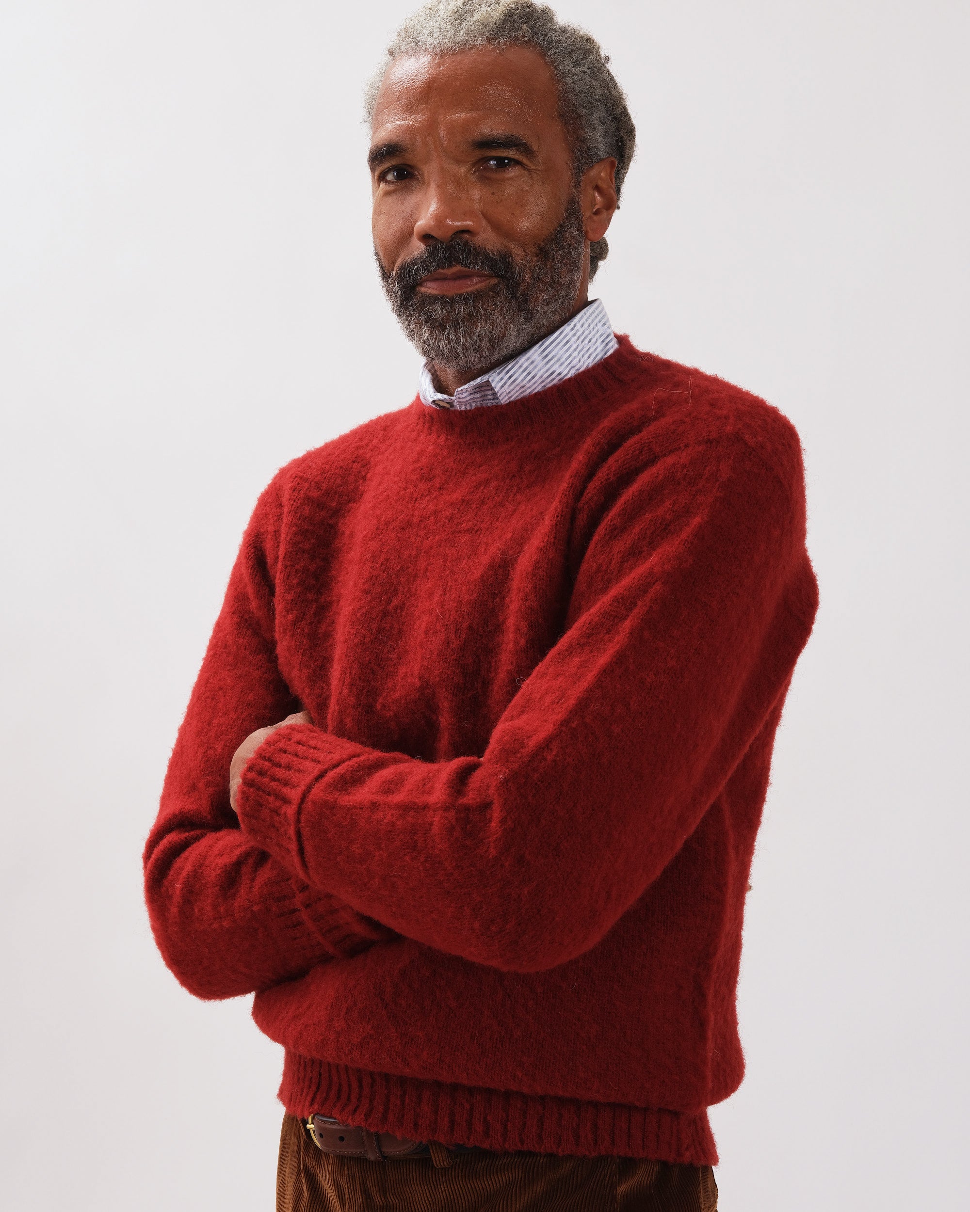 Made-in-Scotland Dark Red Shaggy Dog Sweater - Classic Fit