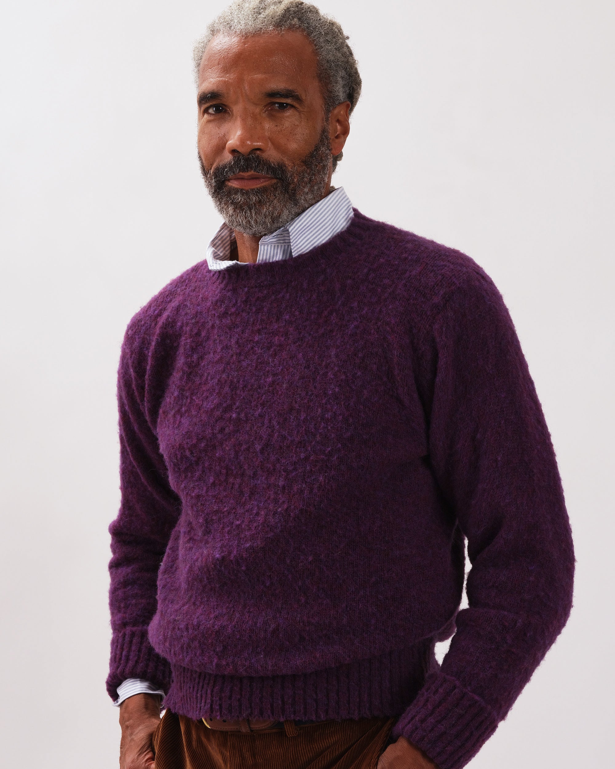 Made-in-Scotland Purple Shaggy Dog Sweater - Classic Fit