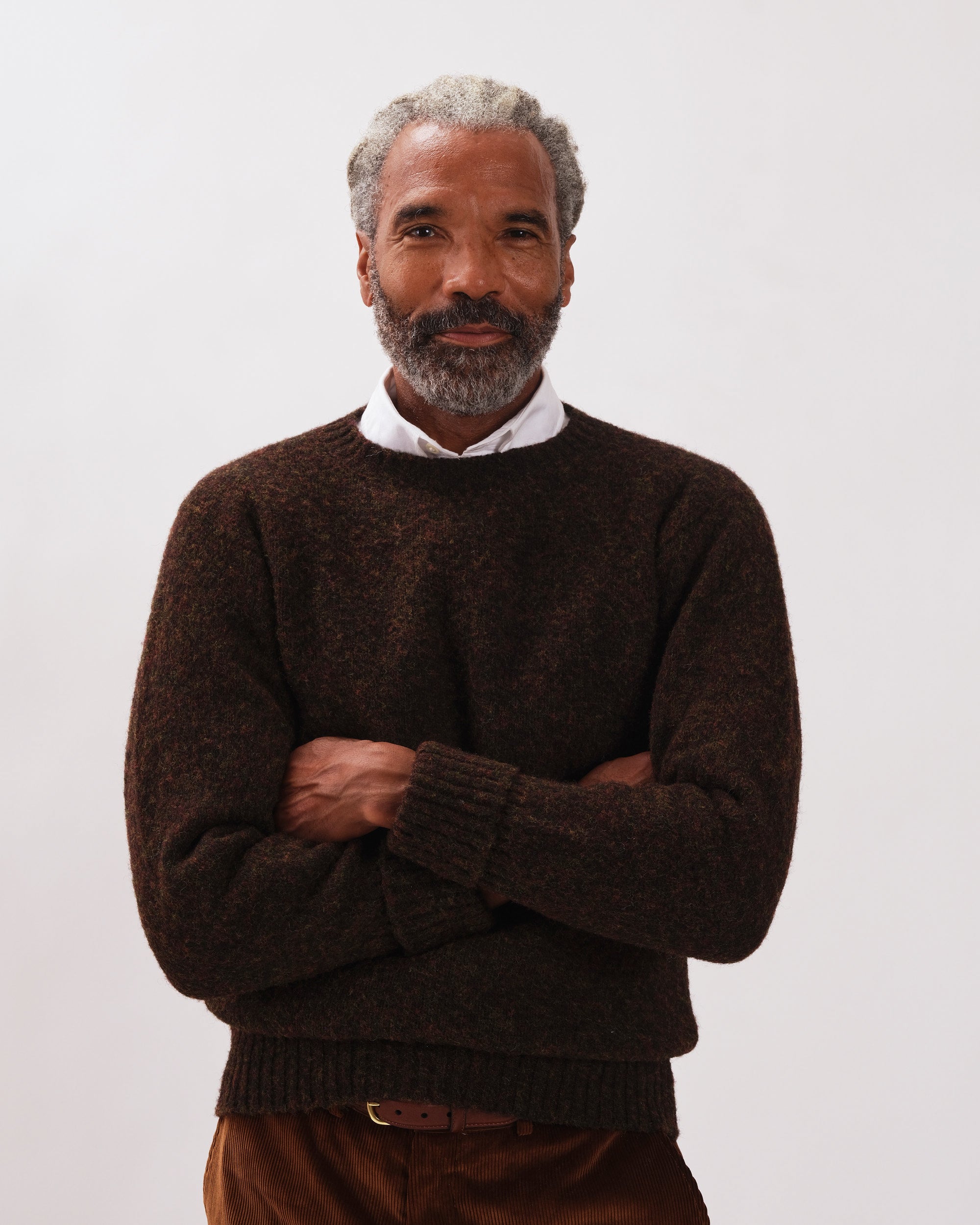 Made-in-Scotland Dark Brown Mix Shaggy Dog Sweater - Classic Fit