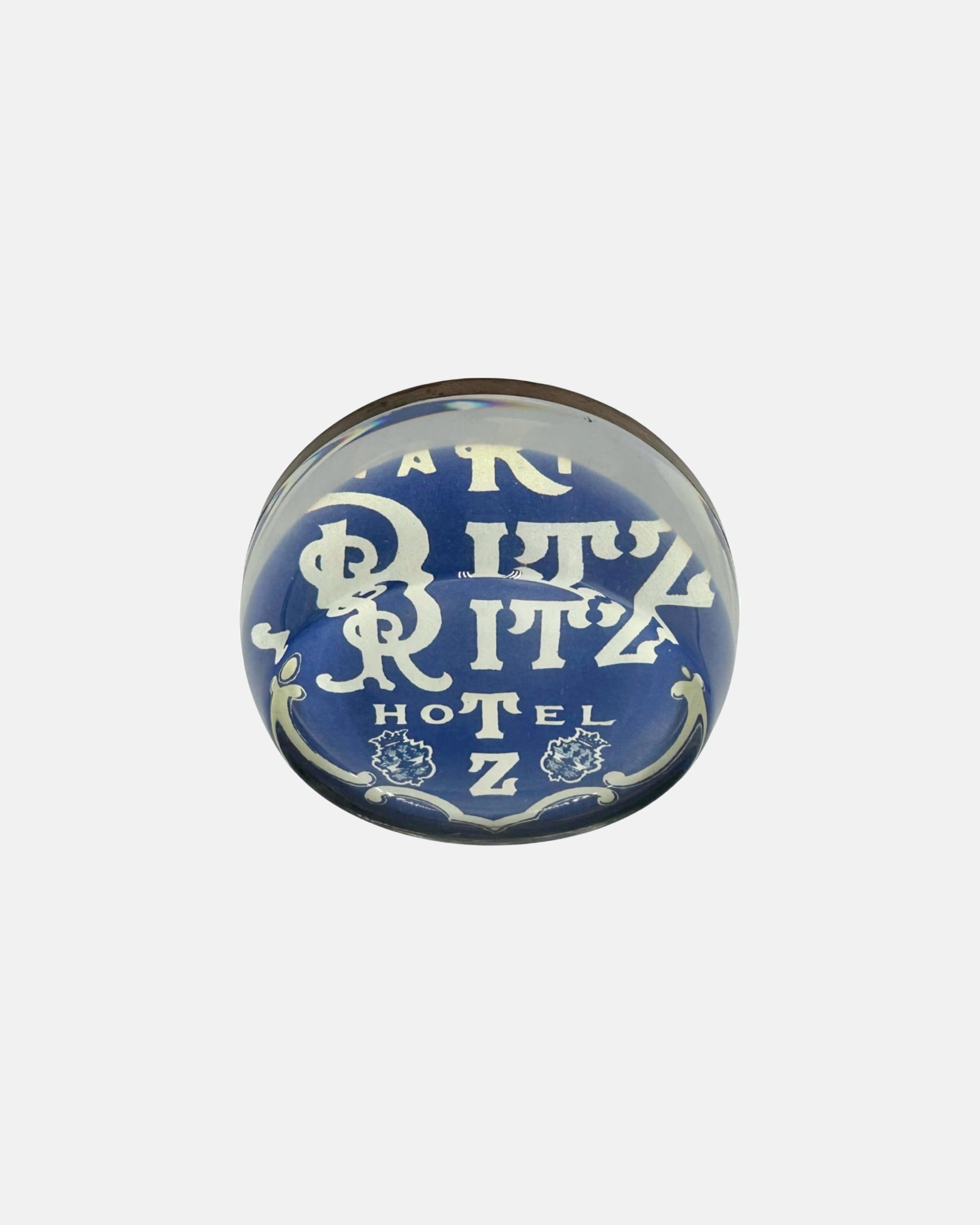 Vintage Hotel Ritz Paris Luggage Label Glass Paperweight