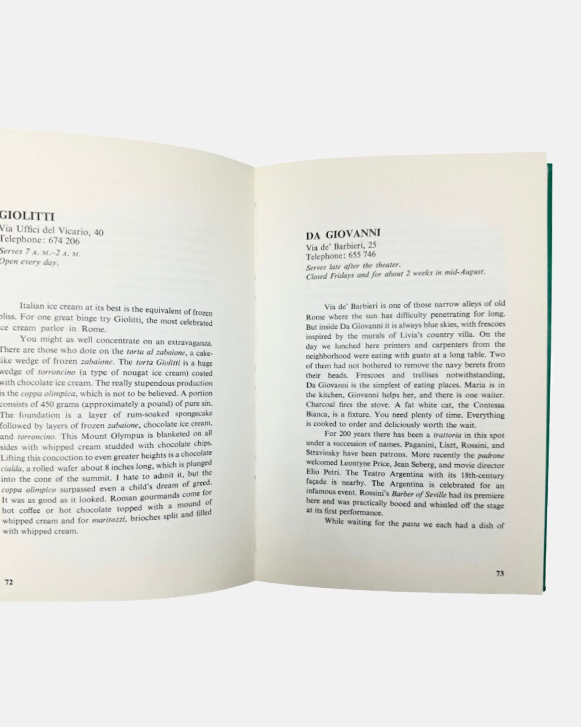 Gourmet Magazine's Rome at Table by Naomi Barry 1971 Book