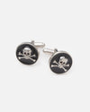 Skull & Crossbones Onyx & Silver Finish Cufflinks