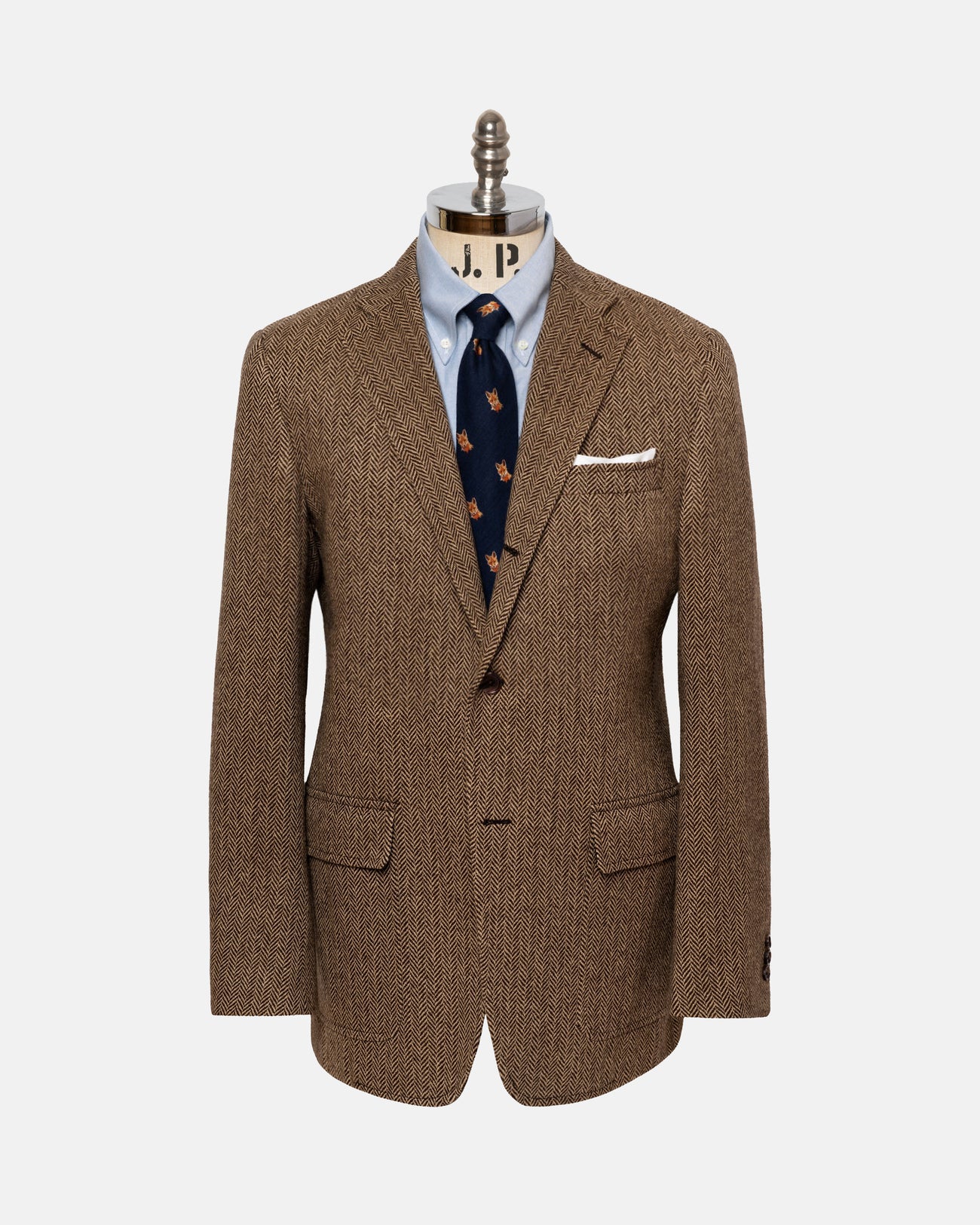 Made-in-USA Brown & Tan Herringbone Lambswool Sport Coat