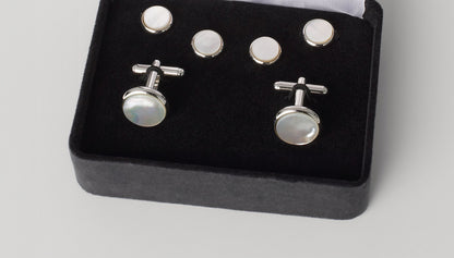 CUFFLINK AND STUD SET - MOTHER OF PEARL/SILVER
