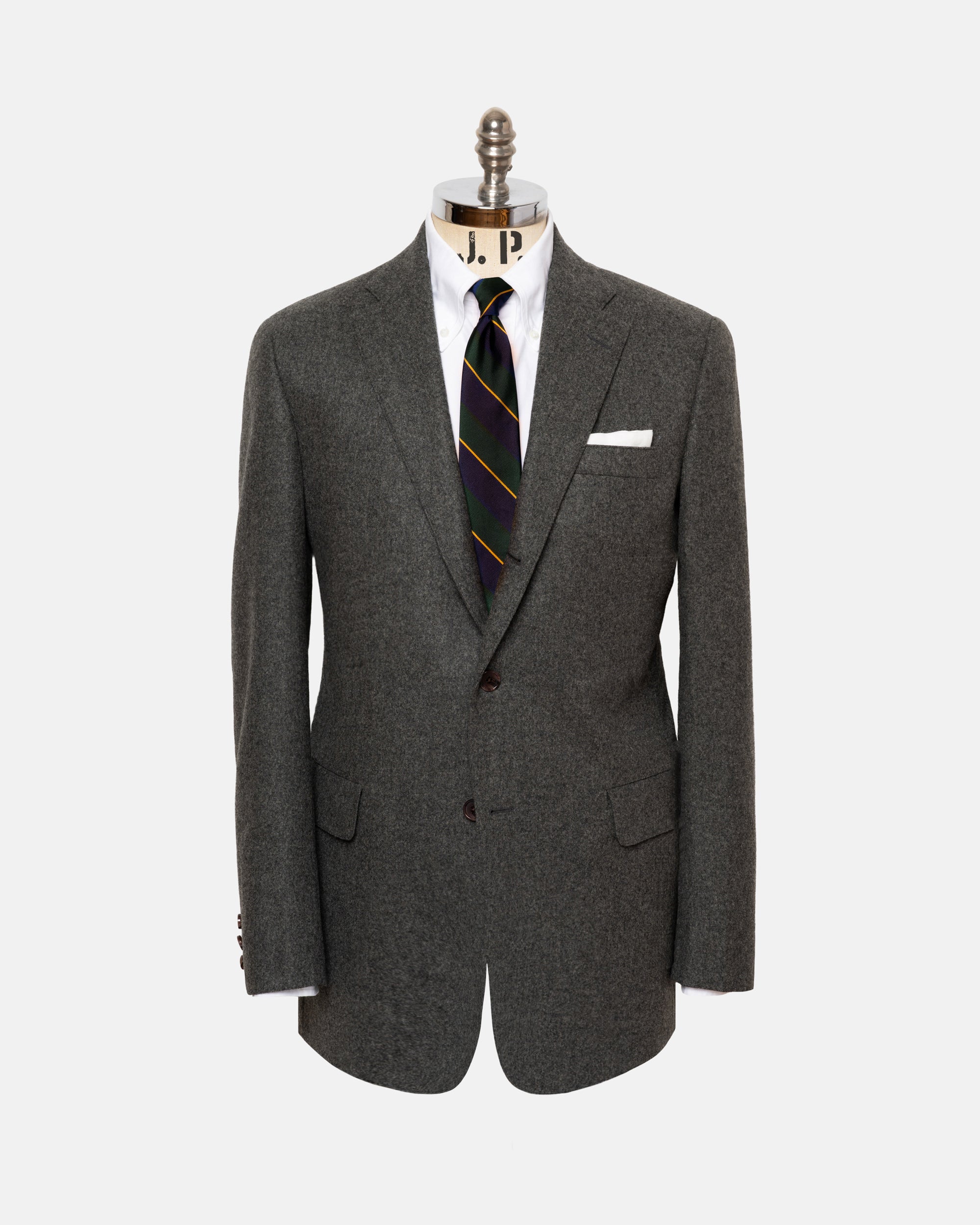 Made-in-USA Solid Grey Fox Flannel Suit - Custom Make