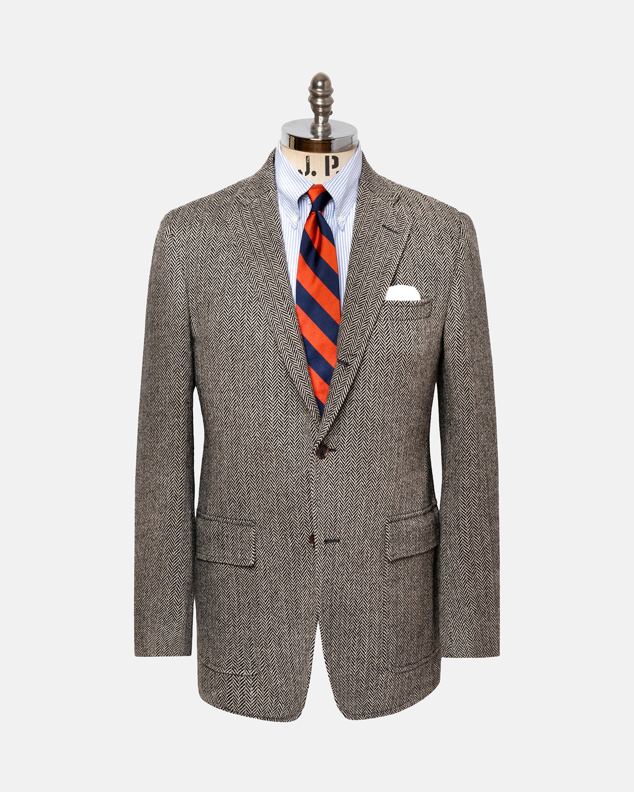 Made-in-USA Black & Cream Herringbone Lambswool Sport Coat