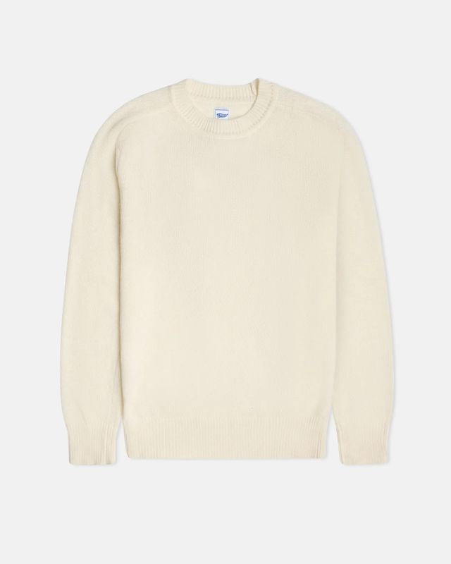White Wool Crewneck Sweater - Trim Fit