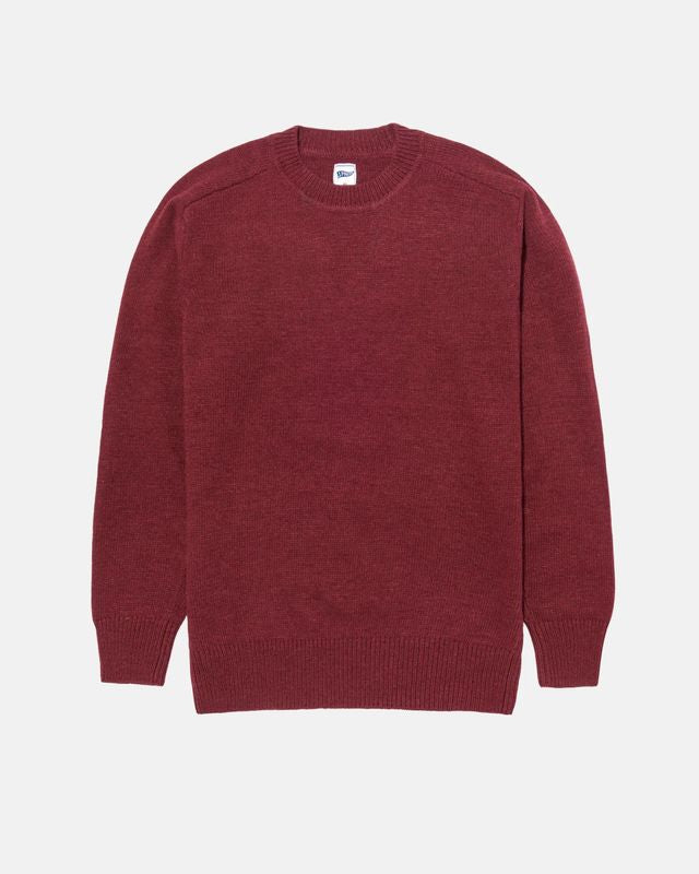 Burgundy Wool Crewneck Sweater - Trim Fit