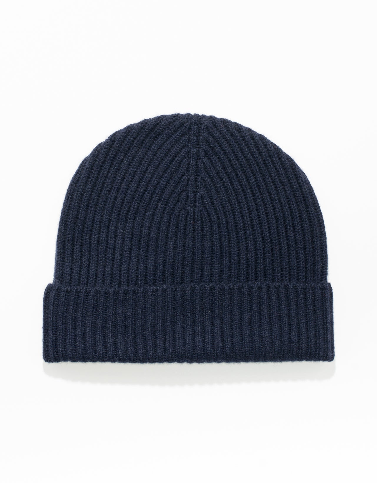 CASHMERE RIBBED HAT - NAVY