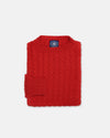 Made-in-Scotland Scarlet Cable Knit Cashmere Sweater