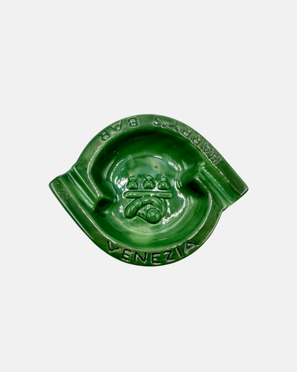 Vintage Harry's Bar Venezia Italy Green Ceramic Ashtray Catchall Dish