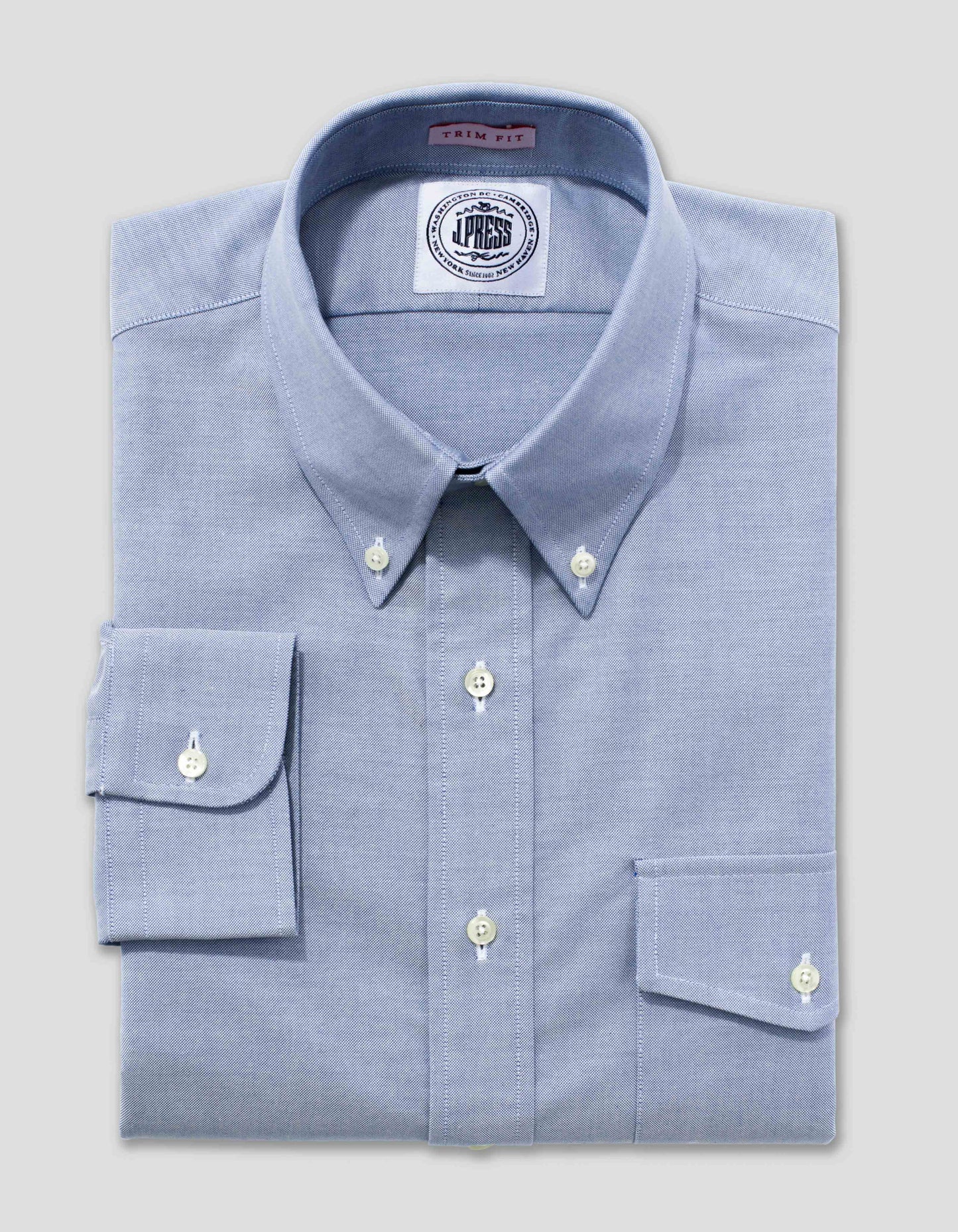 ブルーオックスフォード/フラップボタンダウンシャツ（トリムフィット）