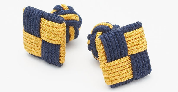 Silk Knots Square Navy Gold