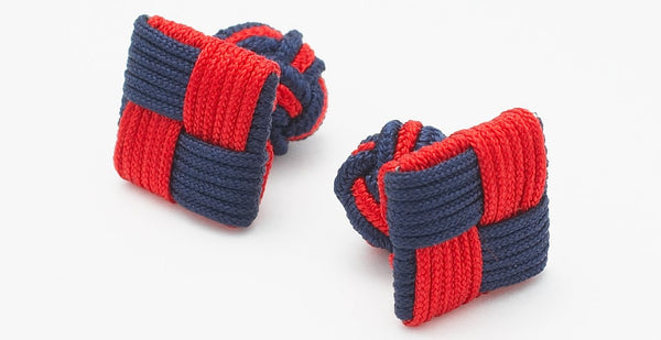 Silk Knots Square Navy Red