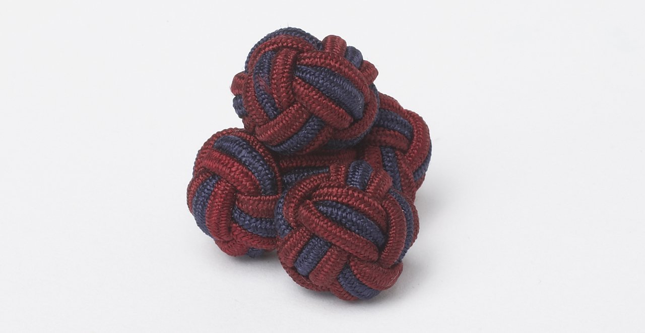 Silk Knots Round X Round Navy Burgundy