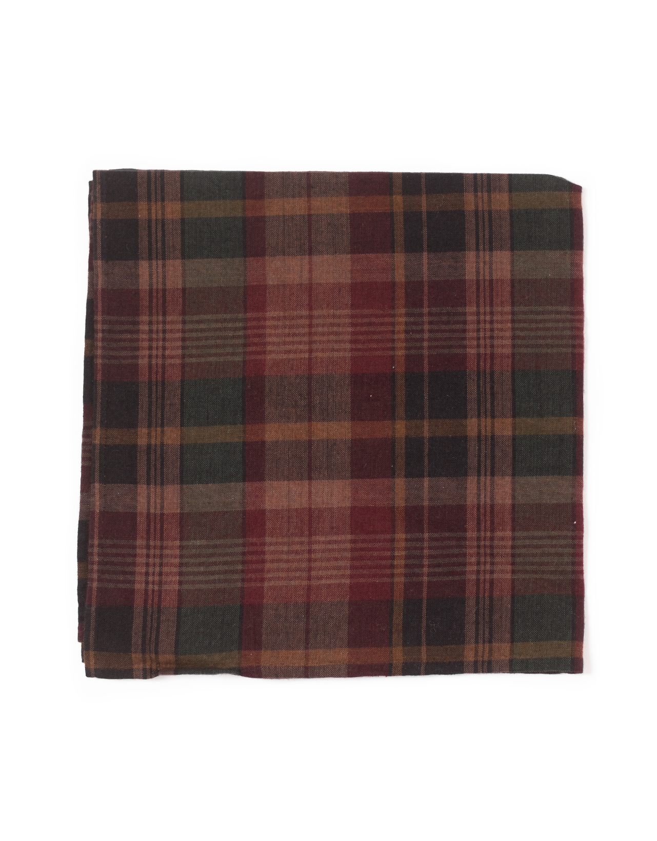 MADRAS POCKET SQUARE - RED/BROWN/GREEN