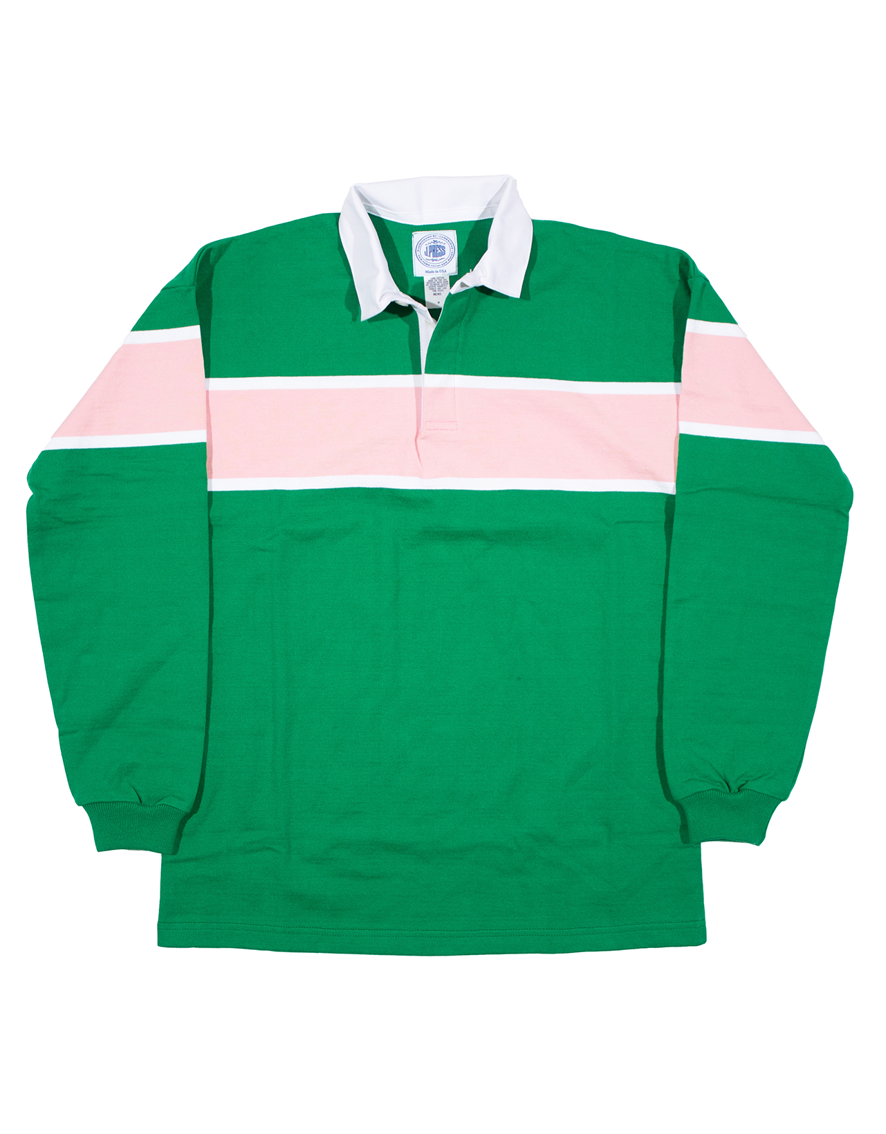 STRIPED RUGBY SHIRT - KELLY/WHITE/PINK