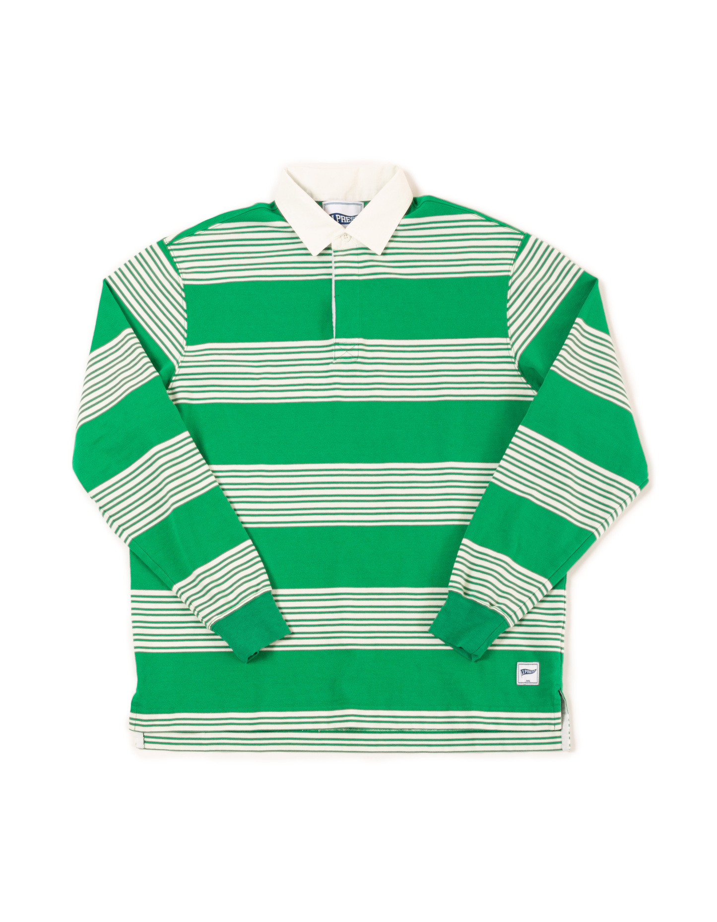 STRIPED RUGBY SHIRT - GREEN/WHITE