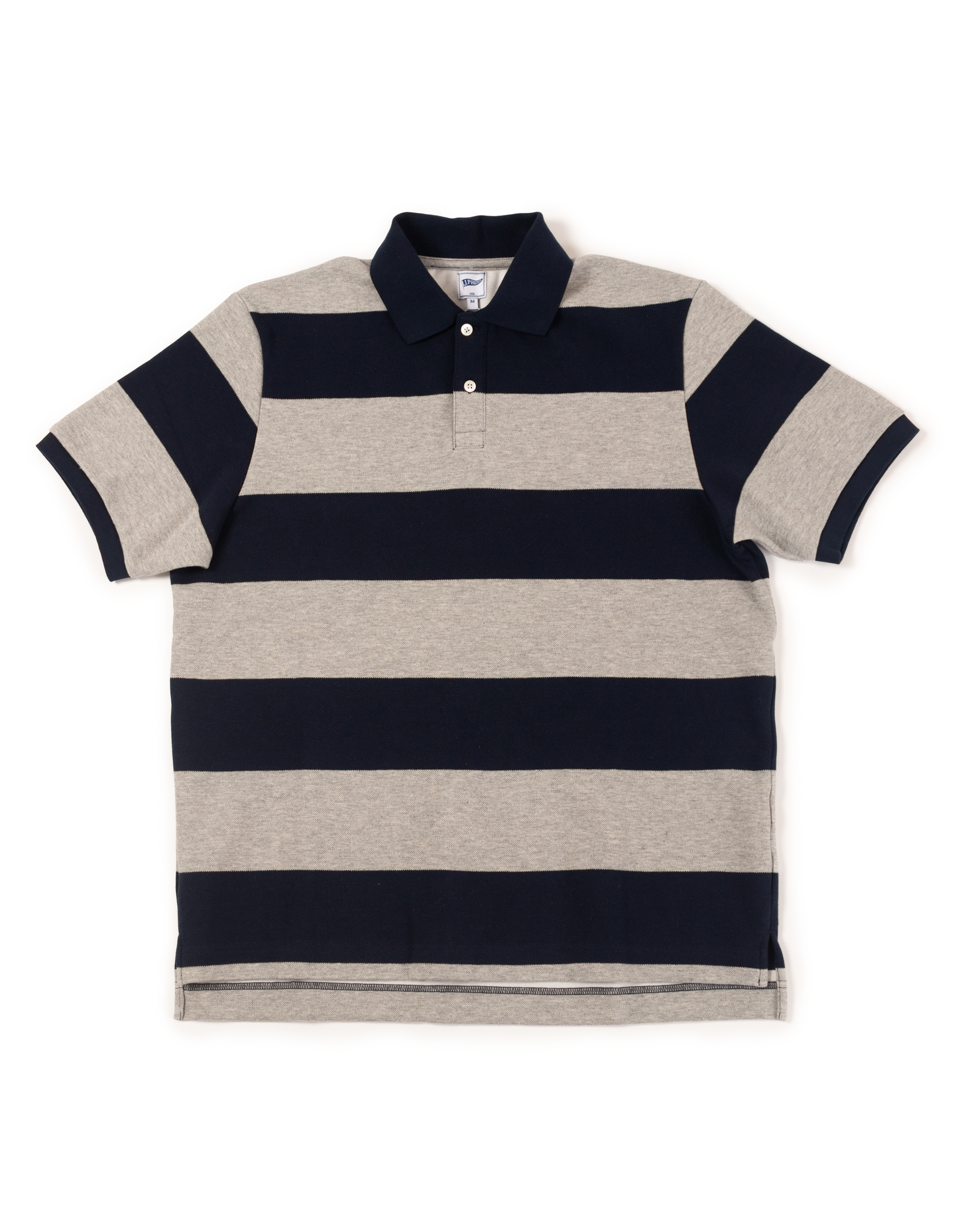 RELAXED FIT WIDE STRIPE POLO - NAVY/GREY