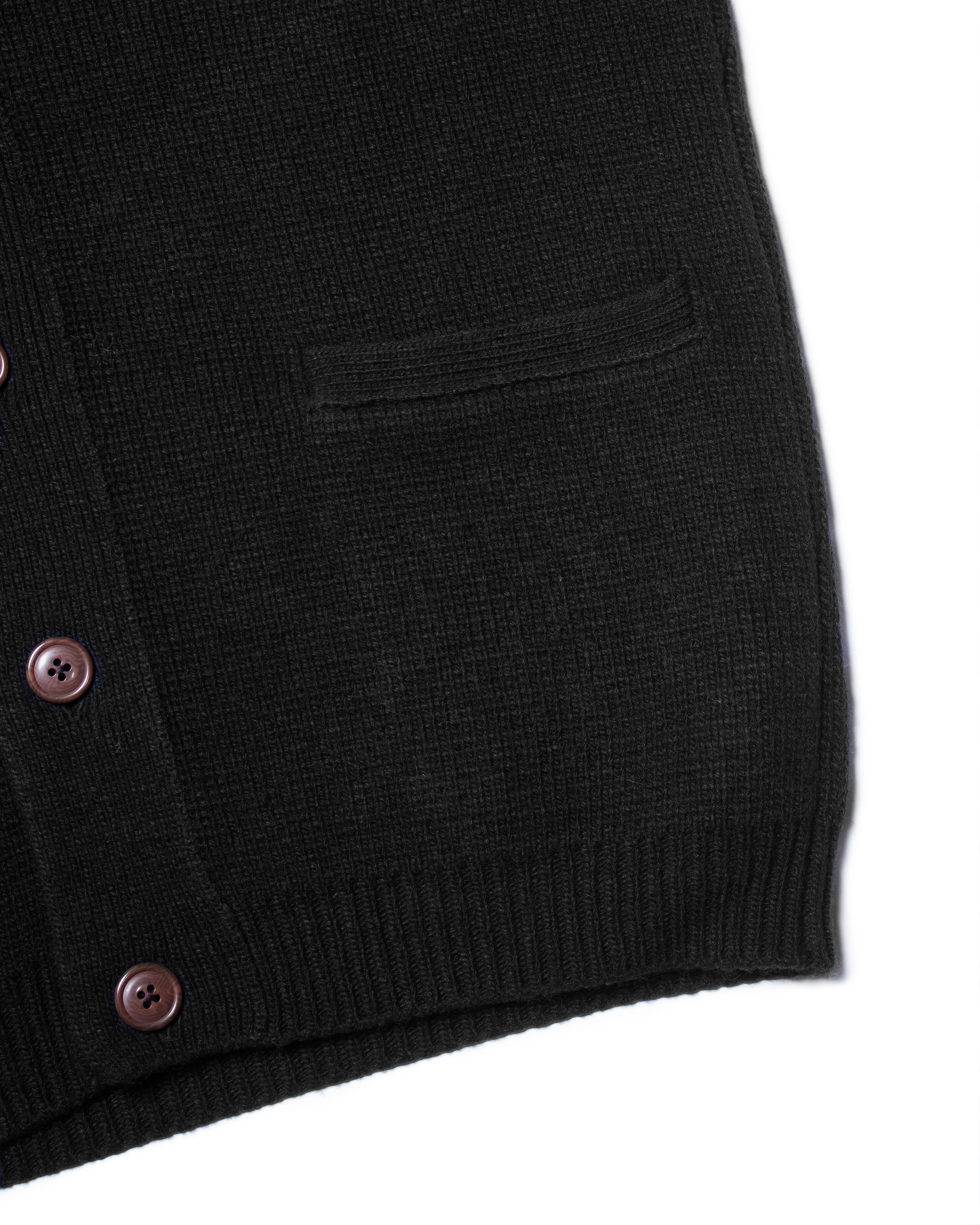 Charcoal Wool Varsity Cardigan - Trim Fit