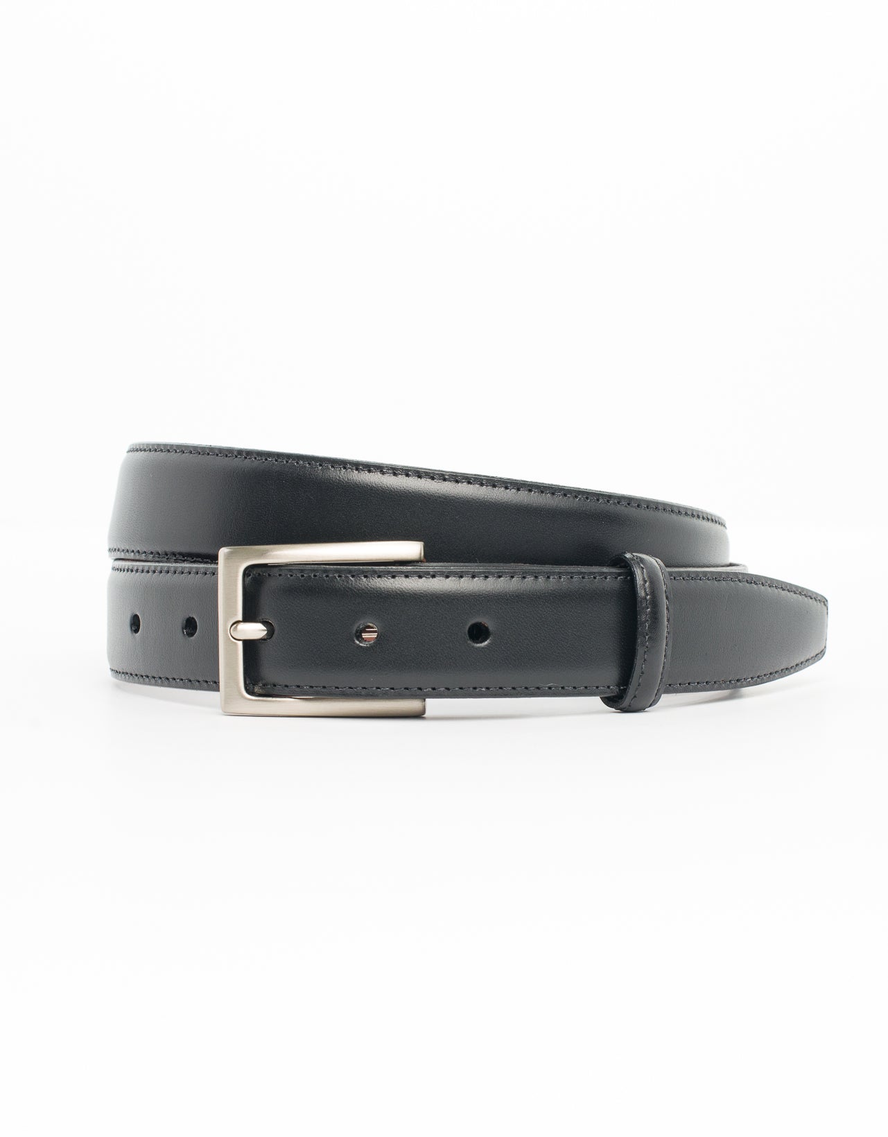 BLACK WITH SILVER ITALIAN LEATHER BELT