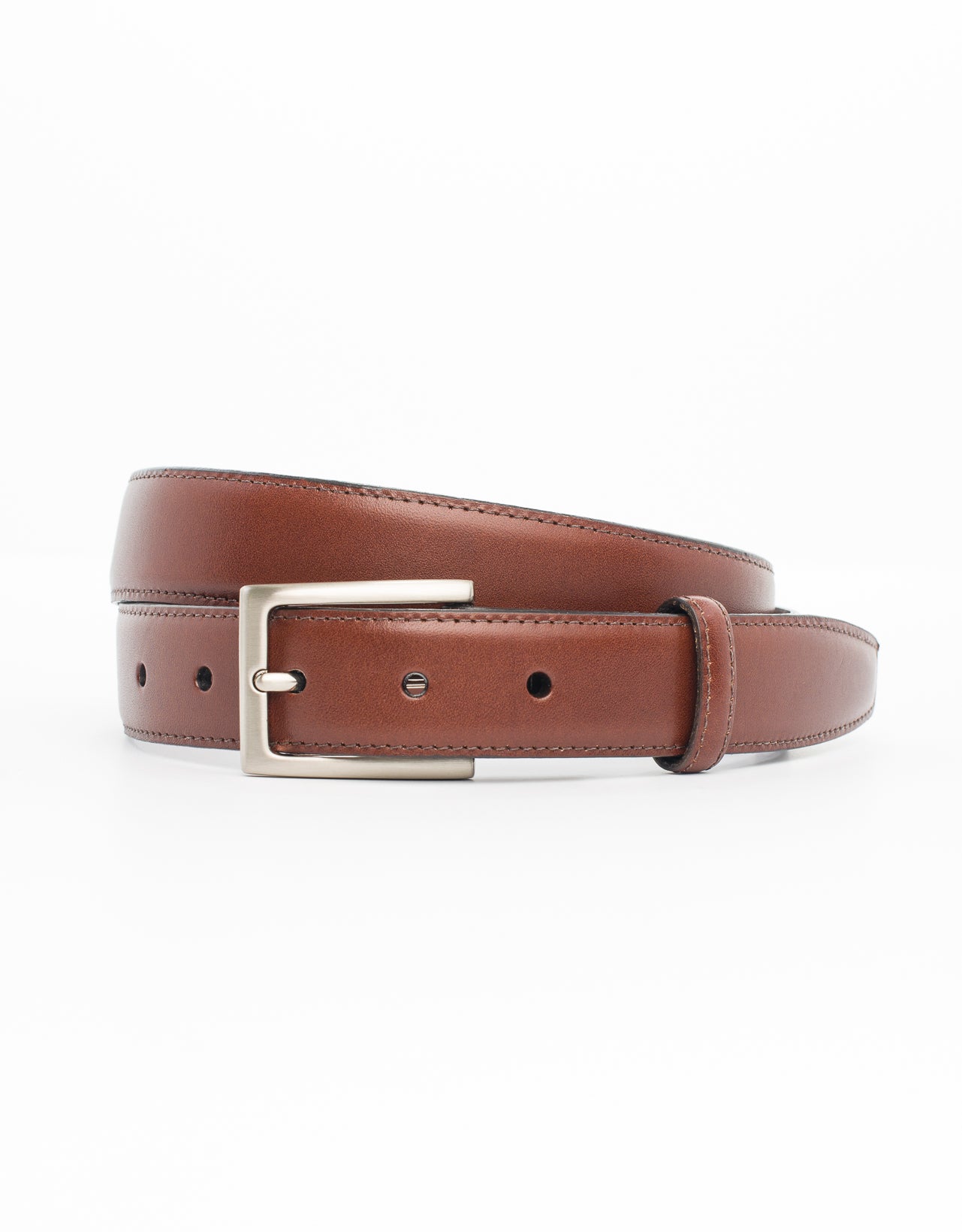 COGNAC WITH SILVER ITALIAN LEATHER BELT