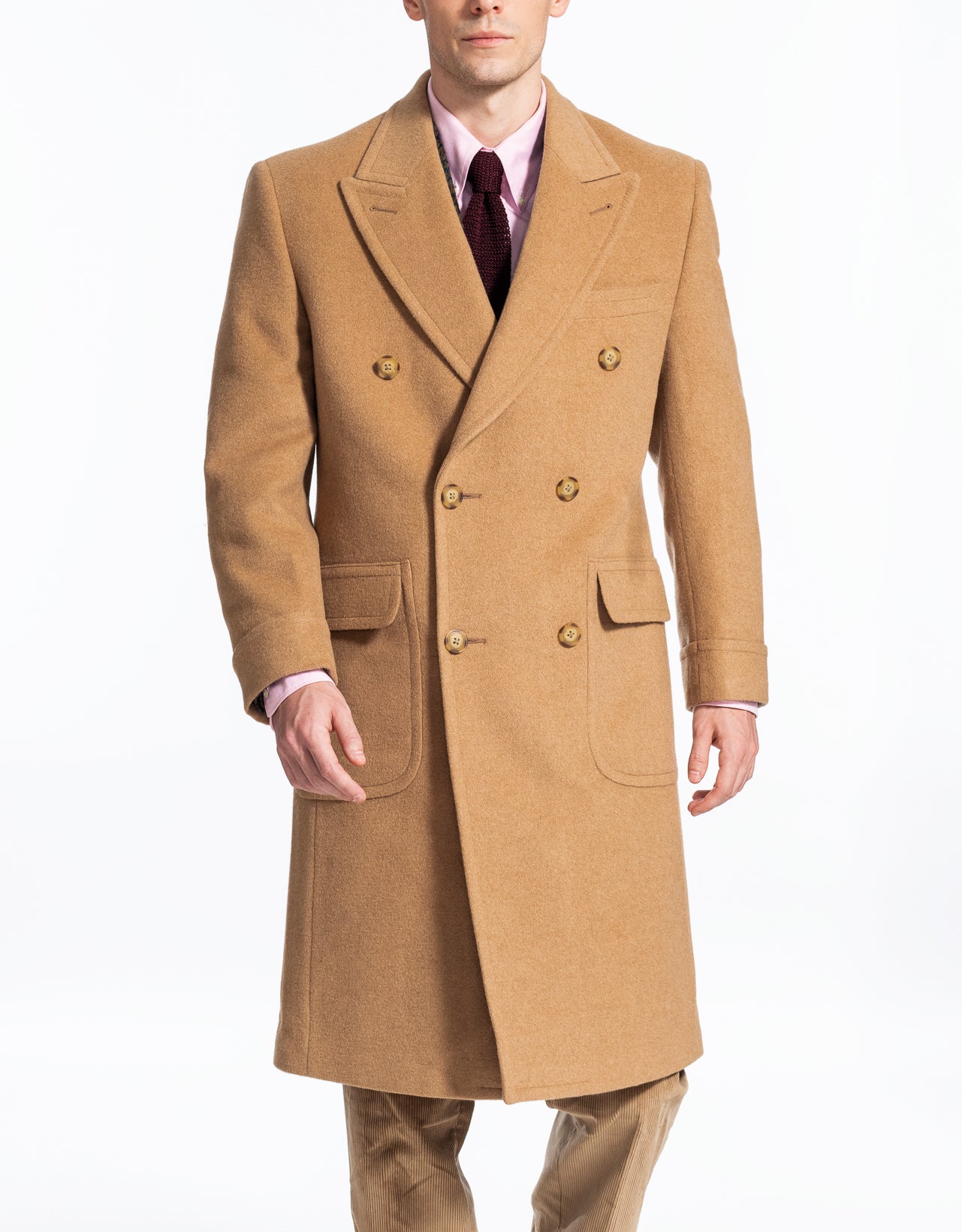 CAMEL HAIR DOUBLE BREASTED  POLO COAT