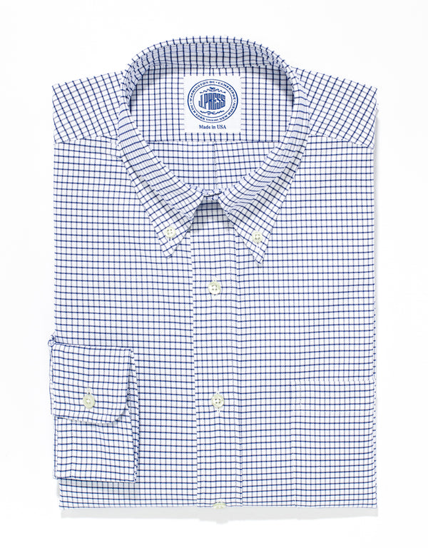ブルー/ホワイトオックスフォードドレスシャツ
