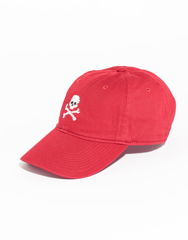 JOLLY ROGER NEEDLEPOINT HAT - RED