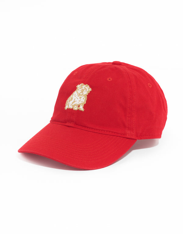 BULLDOG NEEDLEPOINT HAT - RED