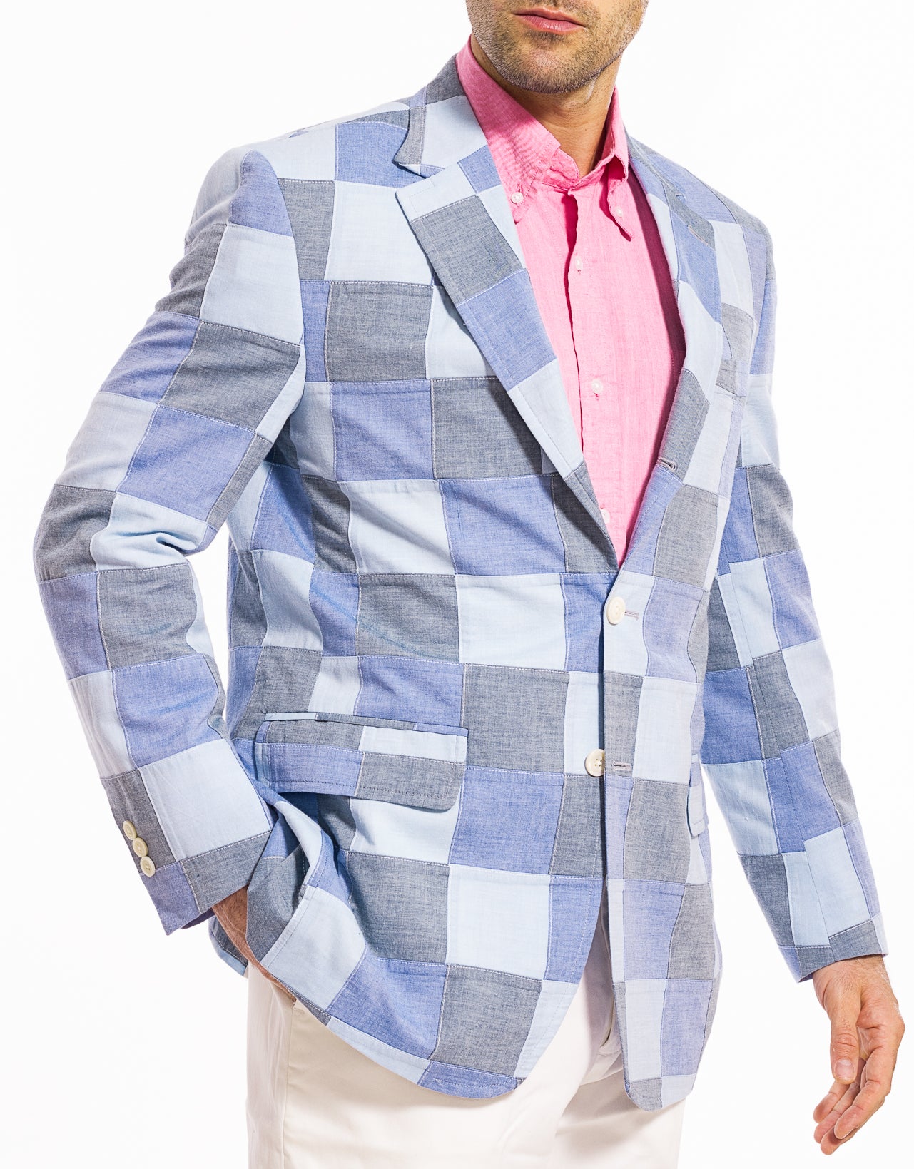 MULTI COLOR PATCH CHAMBRAY SPORT COAT - CLASSIC FIT