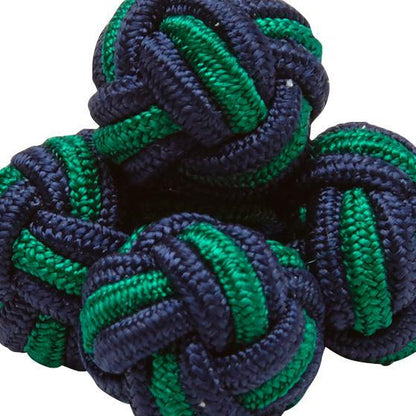 Silk Knots Round Navy Green