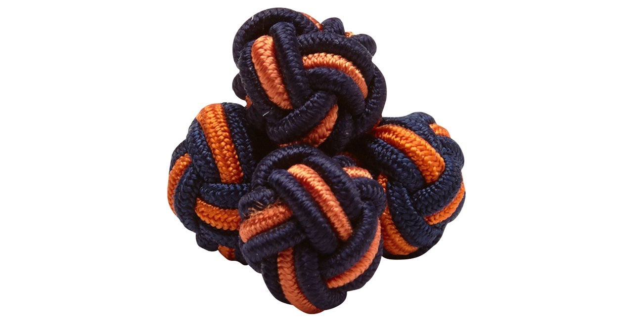 Silk Knots Round Navy Orange
