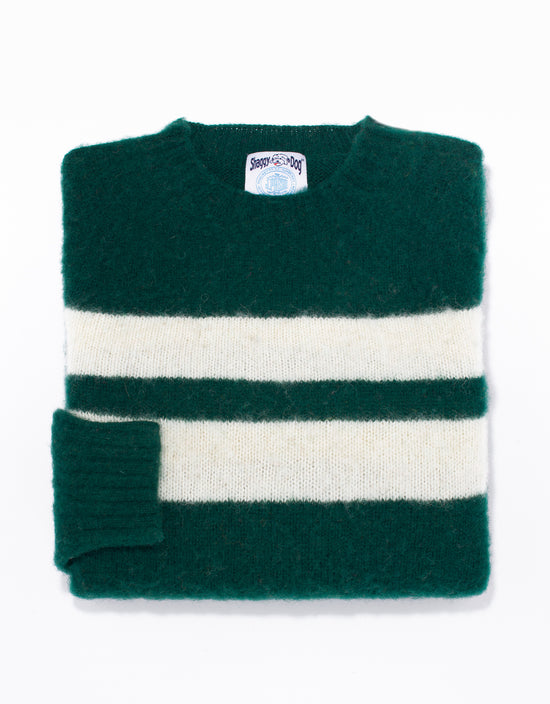 Shaggy Dog Sweater Green University Stripe - Trim Fit | Men's Sweaters ...