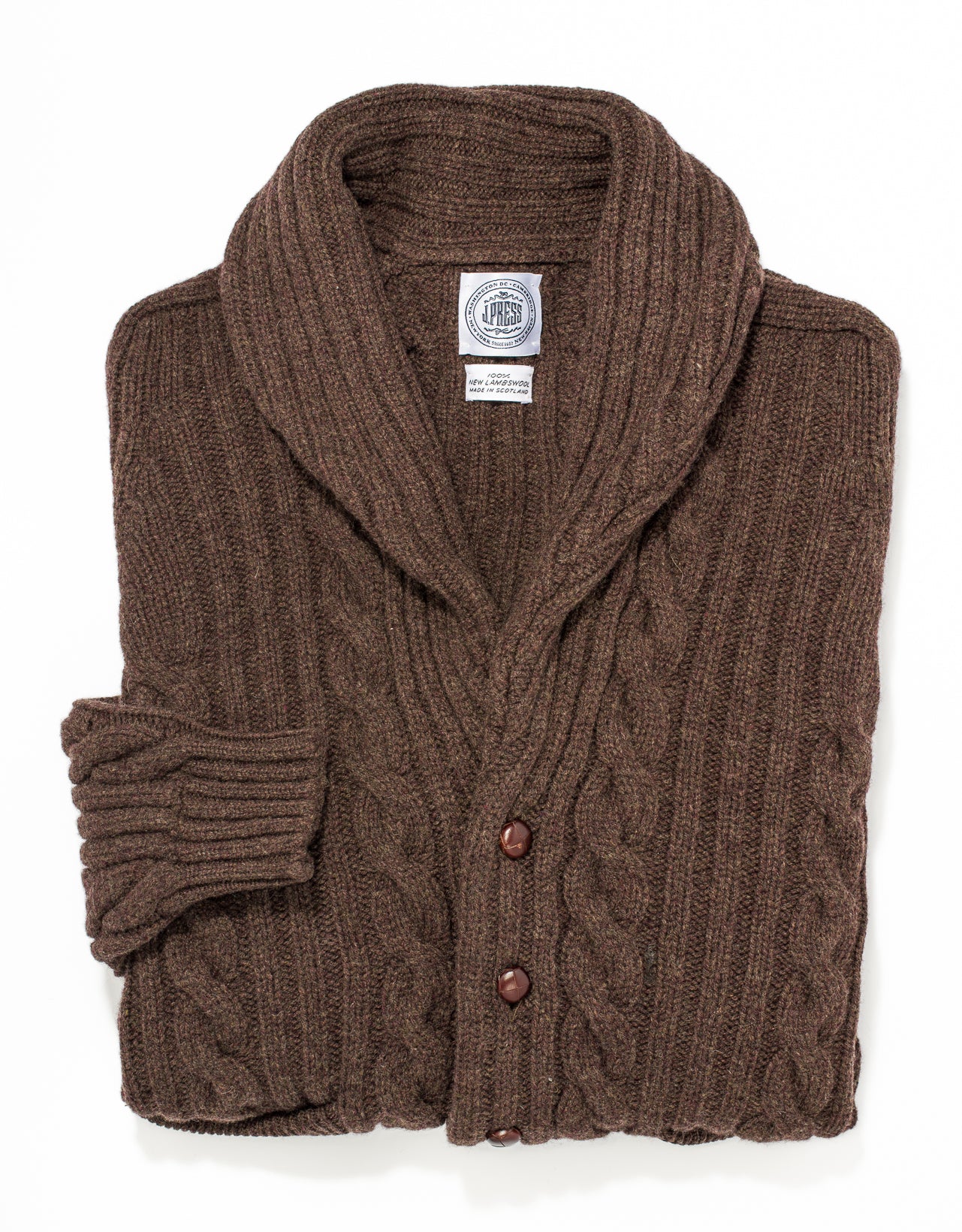 RUST LAMBSWOOL CABLE CARDIGAN
