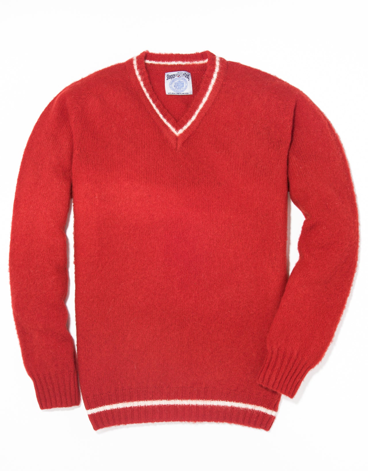 SHAGGY DOG V-NECK SWEATER RED - TRIM FIT