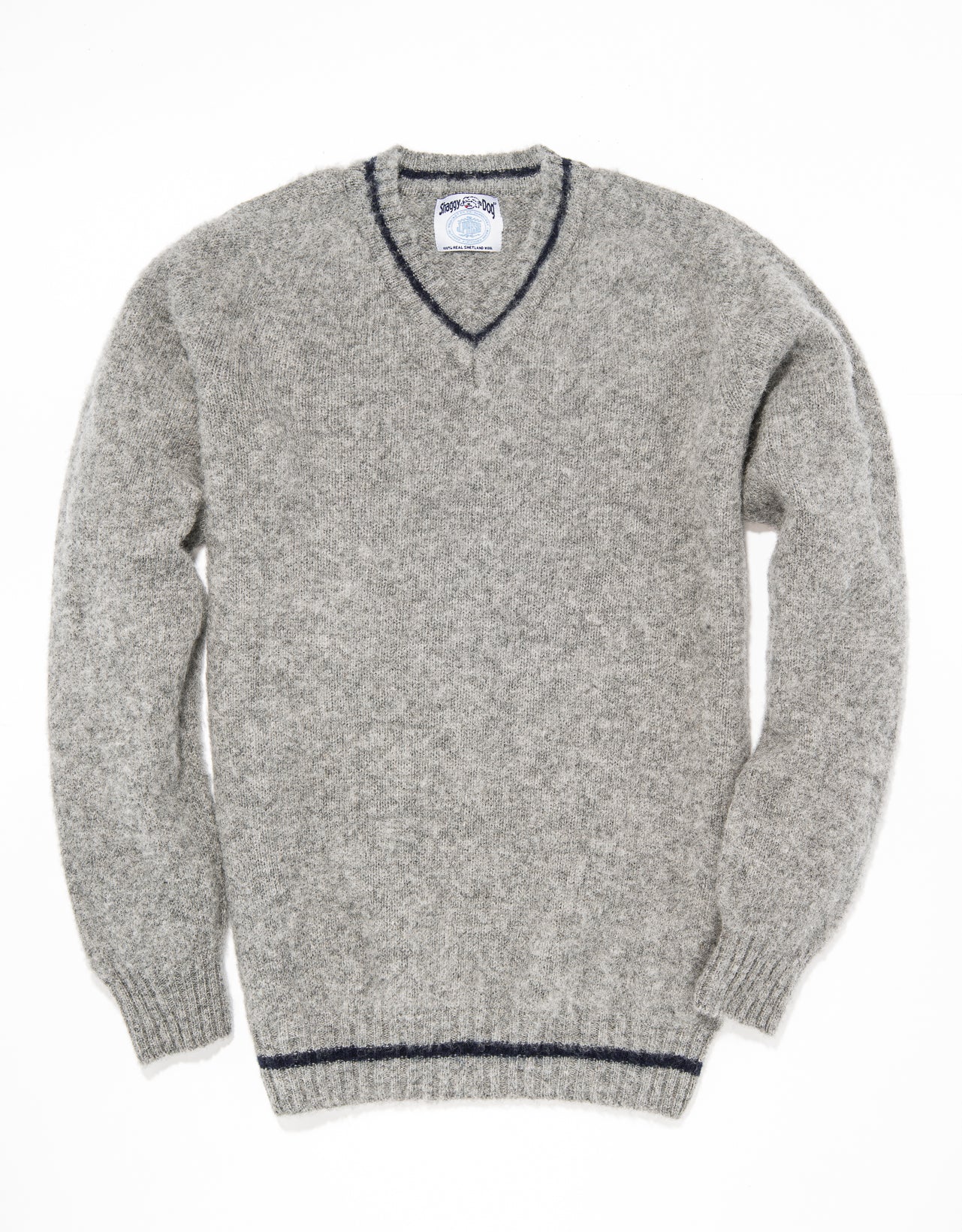 Shaggy Dog V-Neck Sweater Grey- Trim Fit | Men's Sweaters - J. Press ...