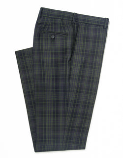 NAVY/GREEN PLAID TROUSERS - CLASSIC FIT