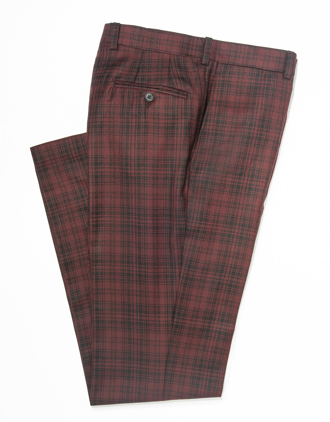 RED/BLACK PLAID TROUSERS - CLASSIC FIT