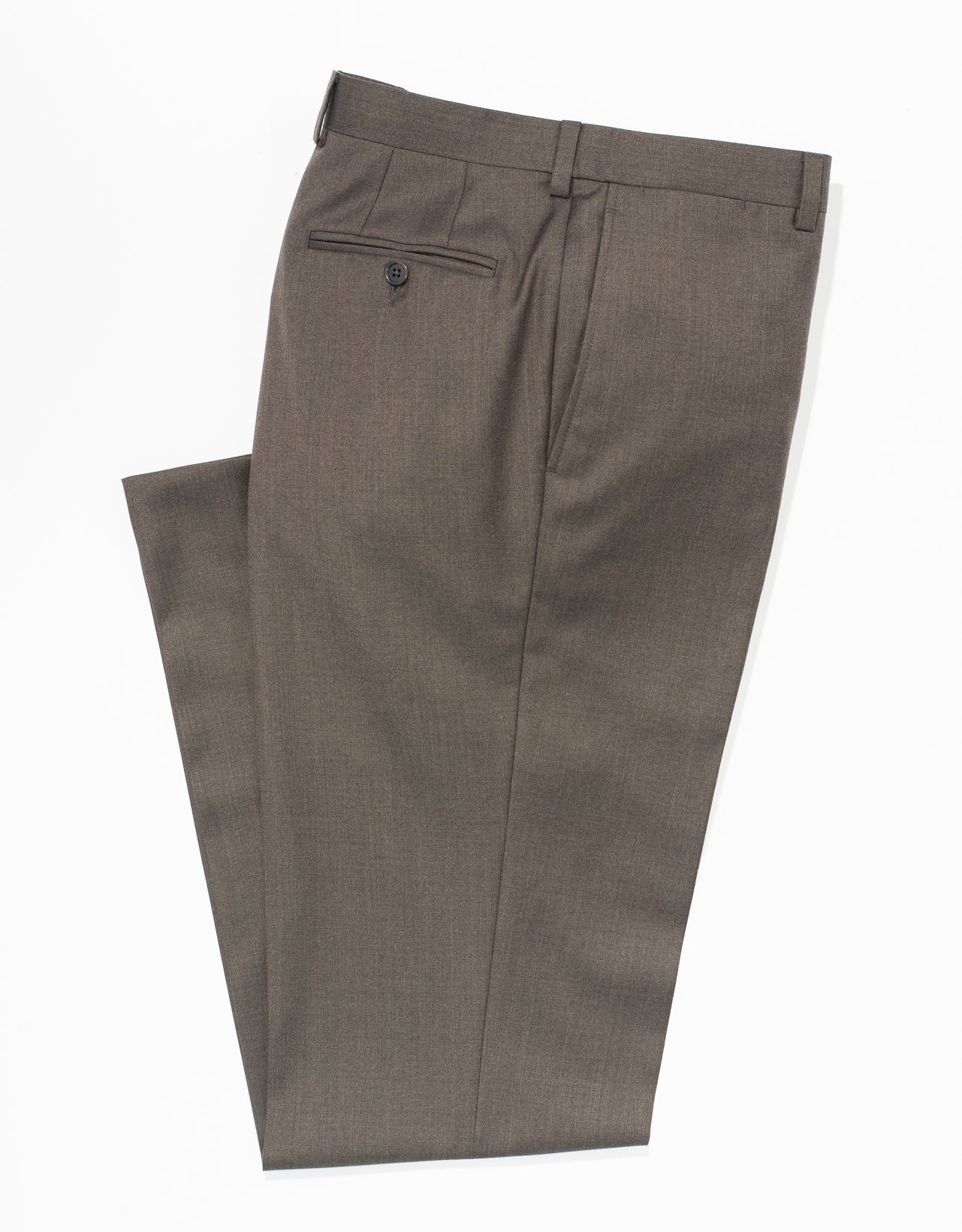 LIGHT BROWN WOOL TWILL TROUSERS - CLASSIC FIT